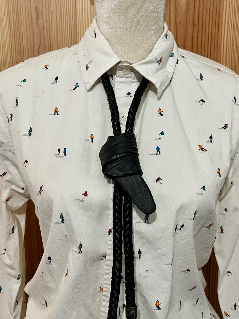 Kenneth Cole Vintage Leather Bolo Tie Knotted Detail Western Style
